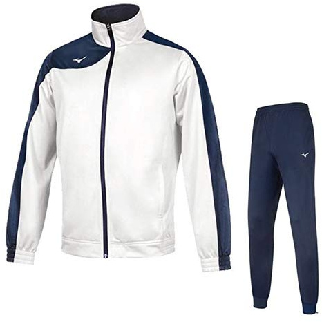 MIZUNO KOBE stickad spårdräkt vit/marinblå 3XL män