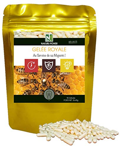 NAKURU | Gelée Royale | Gamme Power | Fabriqué en France | Au Service de sa Majesté! | (90 Gélules de 405mg / Poids Net: 36,45g)