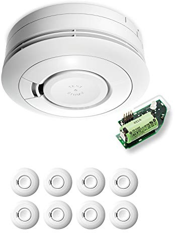 Ei Electronics Ei650RF Funkrauchmelder, Bundle aus funkvernetzbarem Rauchwarnmelder und Funkmodul im 8er Set, Testsieger Stiftung Warentest mit Batterie für 10 Jahre, weiß