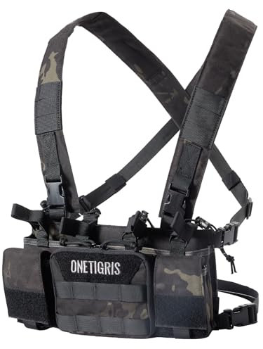 OneTigris CORDURA Chest Rig MOLLE Taktische Funktionsweste |MEHRWEG Verpackung (MultiCam Black)