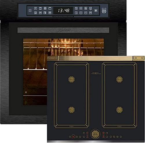 Kaiser Induktions spis-set EH 6306 RS KCT 6745 AD, inbyggd ugn, svart, 79 l 15 fkt. Grill luftfryer full touch + flex retro induktionshäll 60 cm inbyggd spis bil kraftbooster