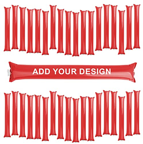 TopTie Custom 100Pair Thunder Sticks Noise Maker Inflatable Bambam Cheering Clappers 23-1/2 x 4 Inch - Red