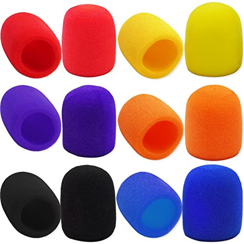 6 Pack Foam Mic Cover Handheld Microphone Windscreen Household KTV Non-disposable Microphone Sponge Cover Blowout Cover Windproof Sponge Cover (6 Color)