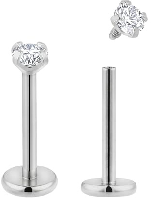 365 Sleepers (6mm) 2 piezas de titanio de 18G con rosca interna para labio, piercing para labio trago tabique nasal hélix cartílago piercing corporal.