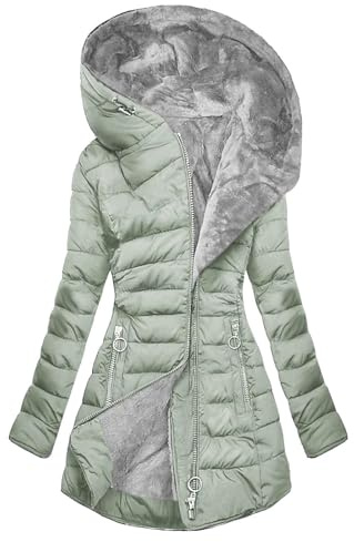 SACFOF Womens Winter Coats Fleece Lined Parkas Anoraks Warm Thicken Puffer Jacket Long Outerwear with Faux Fur Hood
