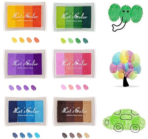 Elkuaie Stempelkissen-Set, ungiftiges waschbares Stempelkissen, Fingerabdruck-Stempelkissenfarbe, Fingerstempel, geeignet für DIY-Leinwand, Papierbasteln, Geburtstagsgeschenke, Sammelalbum