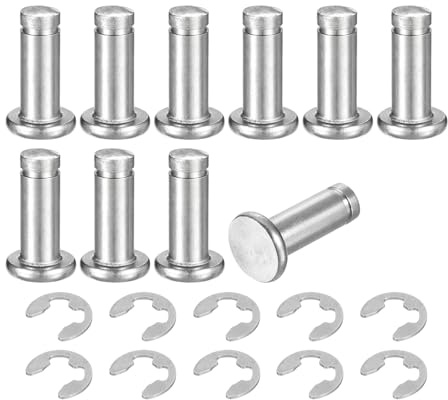 QUARKZMAN 10Set M6x16mm Perno Posizionamento Cilindrico Elastico Albero Acciaio Inossidabile 304, Perno Posizione Cilindro Cerniera Scanalato Testa Piatta con Ring Fissaggio Clip E, Argento