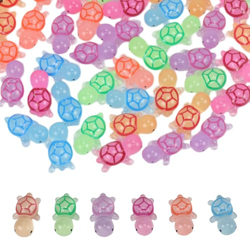 Goiern Mini Leuchtende Schildkröten Harz, 50 Stück Small Turtles Figuren für Topfdekoration Garten Landschaft (Groß)