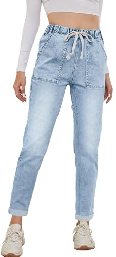 Alaster Queen Jeans Womens Straight Leg Stretch Denim Pants with Pockets High Waisted Jeans Womens Light Blue S