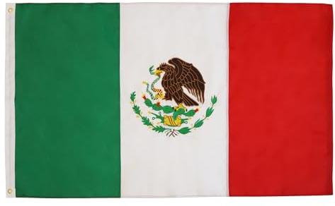 AZ FLAG - Mexikos premium flagga - 150 x 90 cm - Sydd och broderad mexikansk flagga 200D nylon med integrerade metallöglor - 200 g