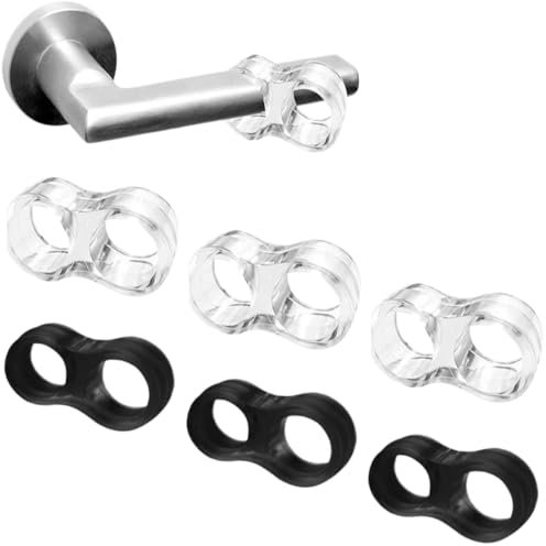6 Pezzi 8-Forma Fermaporta, Trasparente Paracolpi Porta Fermaporta per Maniglia Paracolpi in Gomma per la Maniglia della Porta, Silicone Anti Protettori Maniglia della (3 trasparenti+3 neri)