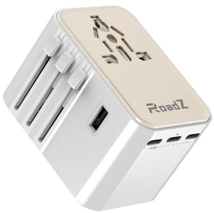 RoadZ Reiseadapter Weltweit, Universal Reiseestecker mit 2 USB, 3 USB- C und 1AC Steckdose, 30W Internationaler Steckdosadapter Universaladapter für Deutschland USA England Australien