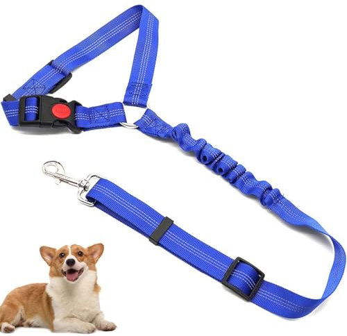 Verstellbarer Anschnallgurt Hund Auto kopfstütze, Sicherheitsgeschirr Hund, Hunde Sicherheitsgurt, Hunde Anschnallgurt mit Elastischer für Kleine Hunde Mittelgroße Welpen,Sicherheitsgeschirr Hund