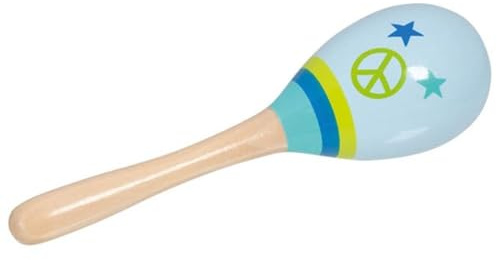 goki Maracas Peace - 61843 - Instrument de Musique en Bois pour Enfant - 20 cm - Bleu Clair