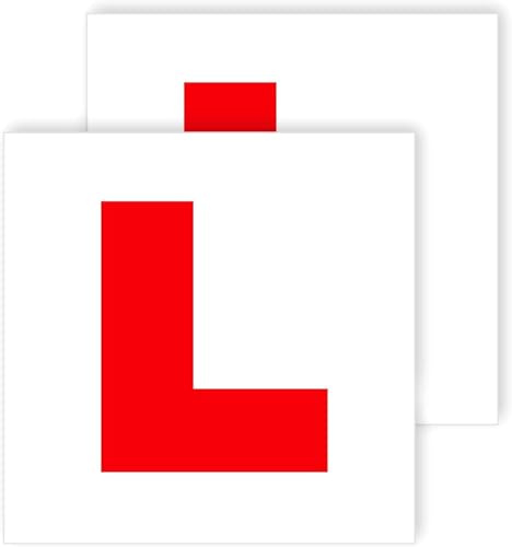 Roe Tenpo L Plates Magnetic, 2 Pack Learner Plates Magnetic - Easy to Apply & Remove Magnetic L Plates for Car - Extra Strong, Durable & Weatherproof - Ideal for Learner Drivers (2 Pack L-Plates)