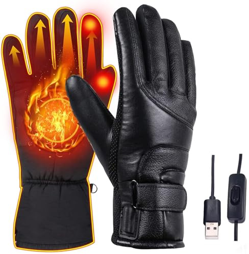 Beheizbare Handschuhe für Herren Damen, Touchscreen-Heizhandschuhe, USB Wasserdicht Handschuhe Beheizbare für Klettern, Wandern, Radfahren, Camping