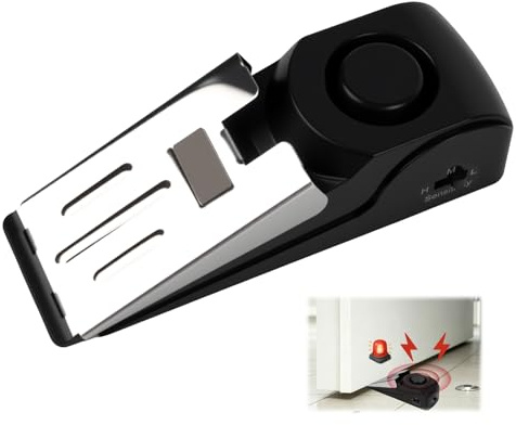 1 Pezzo Cuneo Blocca Porta Fermata di Sicurezza Allarme Porta Nero con 120 dB E Protezione Regolabile, Serve Per Garantire La Sicurezza Personale A Casa, Alberghi E Nei Tuoi Viaggi