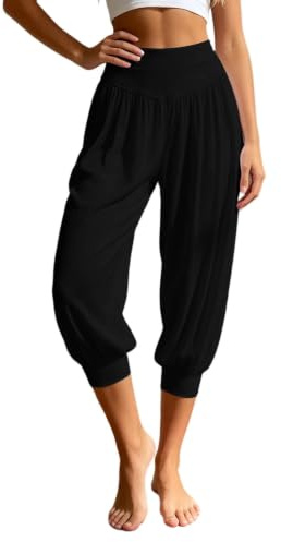 Pantalones Piratas Mujer Verano Cintura Alta Harem Capri Holgados Bombachos Deportivos Yoga Pantalón Ligero Transpirable Casual Fitness