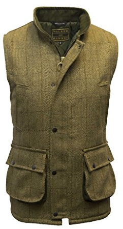 Walker & Hawkes - Derby Tweed skjutväst country Gilet - mörk salvia