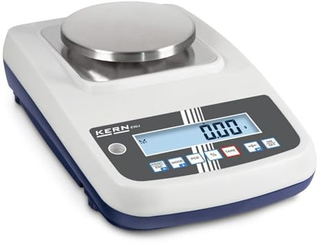 Högkvalitativ precisionsvåg med intern justering automatisk [Kern EWJ 3000-2] vägplatta Ø 80 mm, vägningsområde [max]: 3 000 g, läsbarhet [d]: 0,01 g, reproducerbar: 0,02 g, linjäritet: 0,03 g,