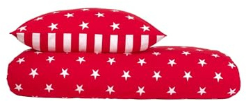 Schiesser Bettwäscheset Sterne | Feinbiber | 100% Baumwolle aus nachhaltiger Produktion | 135x200cm + 80x80cm | Rot