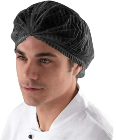 BICAP 100 Stück Einweghauben schwarz - Klipphauben - Vlies-Haube Clip - Größe L, 52 cm Durchmesser, (100-er Pack) - Schwesternhaube aus Vlies