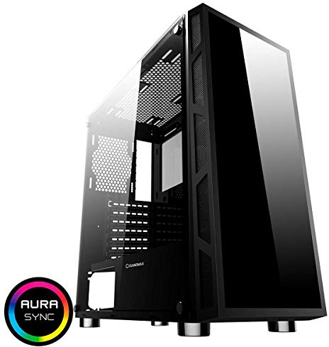 GameMax Kage ARGB PC Gaming Case, Mid-Tower, ATX, ARGB Hub Included, Mobo Sync, Full Tempered Glass Side Panel Included, Water-Cooling Ready | Black