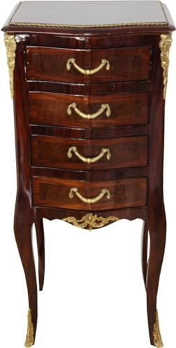 Casa Padrino Comò Barocco in Mogano intarsiato con 4 cassetti 80 x 36 x 30 cm - Stile Antico