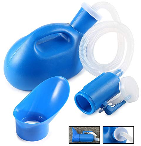 GHzzY Bouteille Pipi pour urinoir Unisexe - Urinoir Portable Universel de 2000 ML avec Adaptateur pour Femme - Bouteille d'urine pour Incontinence Masculine/féminine (2 unités),Blue