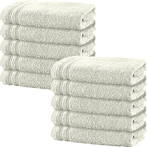 Erwin Müller Handtuch 10er-Pack Heidelberg 100% Baumwolle Creme Größe 50x100 cm - saugstark, gut trocknend, kompakt, leichte Qualität - ideal für Sport, Strand, Reisen