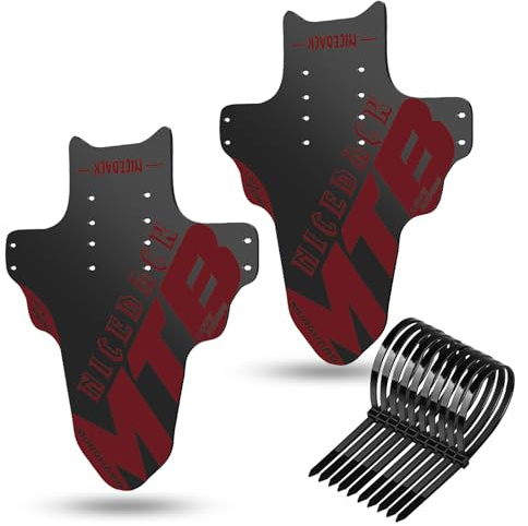 NICEDACK Parafanghi per Mountain Bike, 2 Pezzi, Mudguard Fit 20 - 29 Pollici MTB parafango Anteriore e Posteriore Compatibile con parafanghi per Bicicletta (Satinato, Rosso)