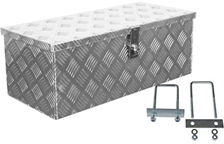 Truckbox D051 + inkl. Montagesatz MON4002 Deichselbox, Werkzeugbox, Alu Riffelblech, Alubox, Staukasten, Anhängerkiste - ca. 48 Liter