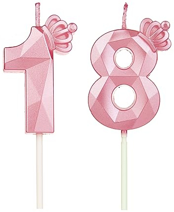 DTXLX Velas de cumpleaños con números 18 con corona, para tartas, decoración de cumpleaños, velas de cumpleaños para niños, para fiestas, bodas, fiestas de empresa, aniversarios