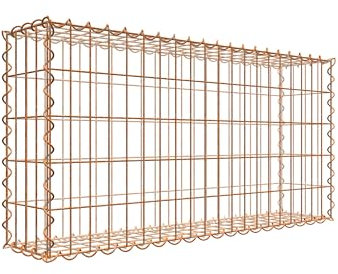 Rostige Gabione 100 cm x 50 cm x 20 cm (L x H x D), maskstorlek 5 cm x 10 cm, spiral
