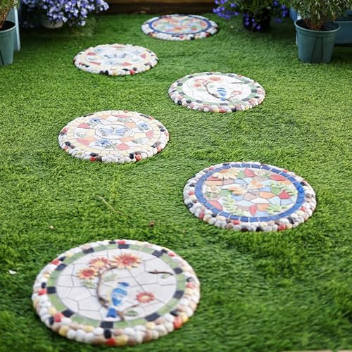 Trittsteine für Garten Bunter Garten-Trittstein für Den Rasen, Dekorative 3D-Stufensteine mit Tier-Pflanzen-Kieseleinheiten, DIY-Gehweg Außerhalb Des Blumenbeets Im Hinterhof, 35cm ( Color : 6-pack )