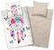 Aminata kids Bettwäsche Traumfänger 135x200 Biber Flanell Baumwolle Dreamcatcher | beige Mädchen | 2- teiliges warmes & weiches Wende-Bettwäsche-Set