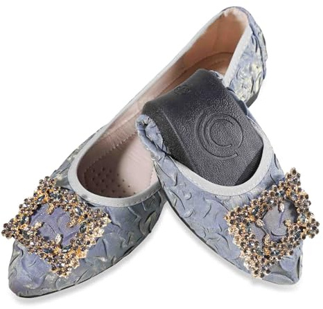 YOUNIFIZ Women's Ballet Flats Soft Pointed Toe Fashion Buckle Wedding Shoes Foldable Sparkly Comfort Slip on Ballerina Walking Flats Pumps