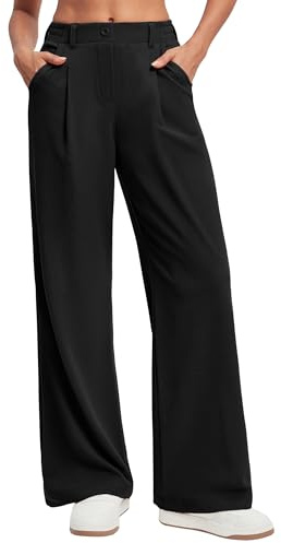 Ewedoos Wide Leg Pants Woman Stretchy Work Dress Pants Women Trendy 2026 Business Casual Outfits Comfort Fit Slacks Trousers Black
