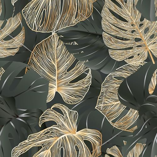 Yullpaper Black/Gold/Orange Jungle Wallpaper 44.5 x 1000cm Peel and Stick Wallpaper for Bathroom