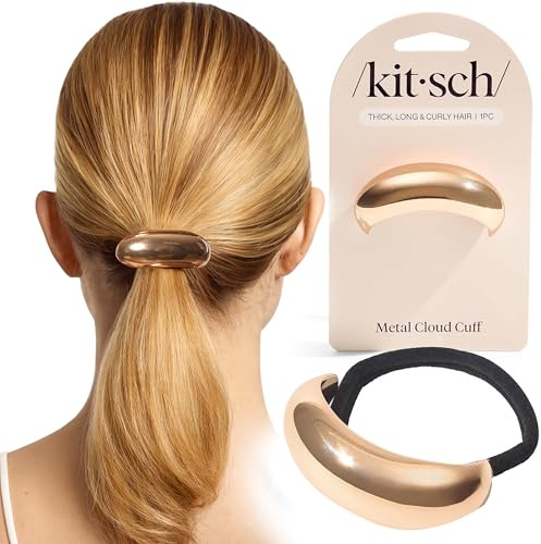Kitsch Large Gold Hair Cuff – Decorative Hair Ties For Women, 1pc