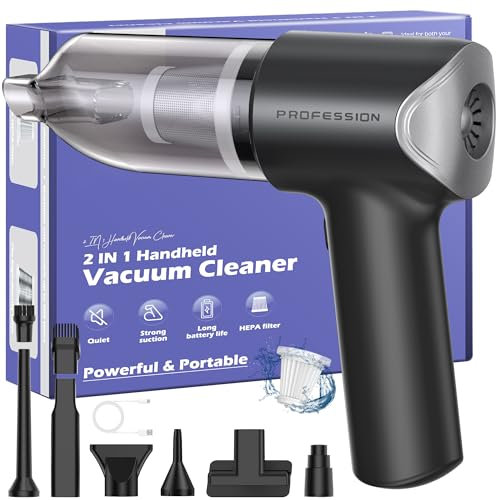 Bemkia Aspirabriciole Senza Fili, 21000pa Aspirapolvere Auto Potente, Mini Aspirapolvere Portatile, Ricaricabile Aspiratore Handheld Vacuum Cleaner per Veicolo, Cucina e Spazi Ristretti (Nero)