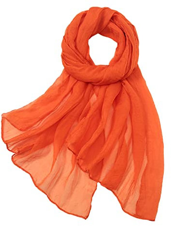Damen-Sommer-Schal, leicht, durchsichtig, modisch, einfarbig, Chiffon, dünn, vielseitig, Seidenschal, Sonnenschutz-Schal, Orange, 170*70cm
