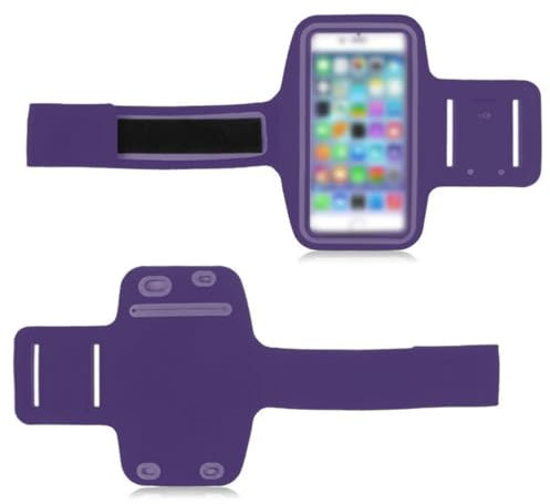 SGERUFZ Brazalete Deportivo Resistente al Sudor para Móviles, Compatible con iPhone 16/15/14/13/12/11, Samsung Galaxy S24/S23/S22, Huawei P60/P50, Xiaomi, con Extensión (7'') (Morado)