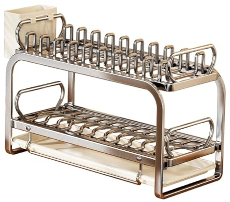 ＡＷＨＡＯ Escurreplatos Que Sirve como Cesta para Platos Y Estante de Almacenamiento. Escurreplatos Estable con Dos Rejillas de Drenaje, M