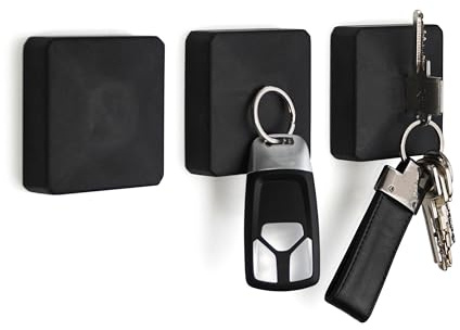 betonklar Magnetische Schlüsselhalter aus Beton, ohne Bohren, fest Klebend, Schlüsselboard & Schlüsselbrett modern für Flur, Schlafzimmer und Küche (Schwarz, 3er Set)