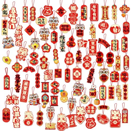 108 Pièces Décoration du Nouvel an Chinois,Décorations de Nouvel an Chinois 2026,Décoration de Nouvel an Lunaire,pour la Décoration du Nouvel an à la Maison,dans la Voiture ou dans l'arbre