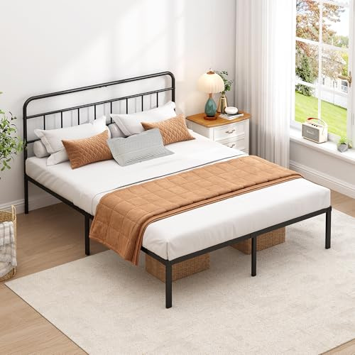Ziguxiao Full Bed Frame with Classin Headboard, Black
