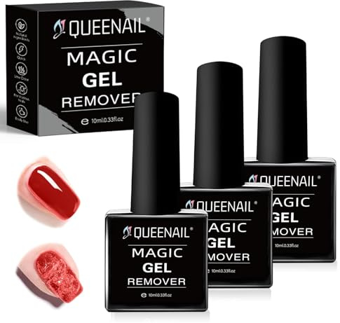 Gel Nail Polish Remover 30ml (3 Pack), Fast Acting UV Gel Remover for Shellac and Gel Polish, Removes Nail Art Layers in 3-5 Minutes, No Foil Needed, Home Manicure & Pedicure