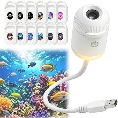 Galaxy Projector Night Light 2-in-1 - HD 5D Holographic Star Projector(12) | Plug & Play USB Ceiling Starry Sky Lamp, 360° Space Projection for Bedroom Decor, Smart Dynamic Ambient Night Light Gift