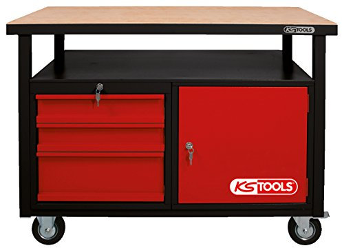 KS Tools 865.0101 Fahrbare Werkbank mit 3 Schubladen und 1 Tür